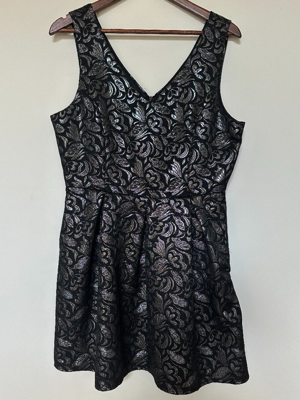 🖤 One Clothing Los Angeles Metallic Silver Floral Brocade Dress Large 🖤